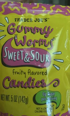 Gummy Worms Sweet & Sour Fruity Flavored Candies