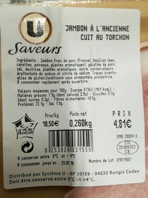 Jambon A L'ancienne Cuit Au Torchon