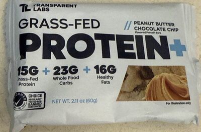 Grass-fed Protein+ Peanut Butter Chocolate Chip Flavored Protein Bars