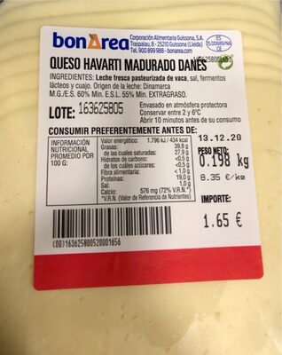 Queso Havarti Madurado Danés