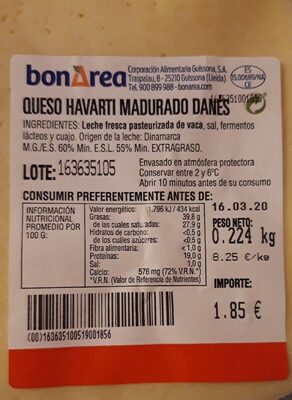 Queso Havarti Madurado Danés