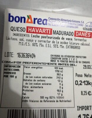 Queso Havarti Madurado Danés