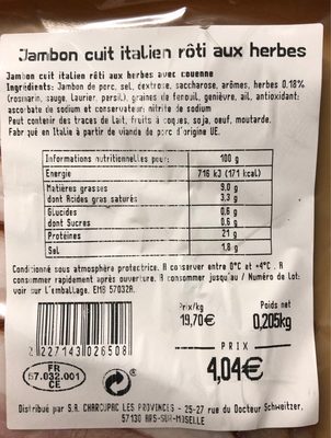 Jambon Cuit Italien Aux Herbes