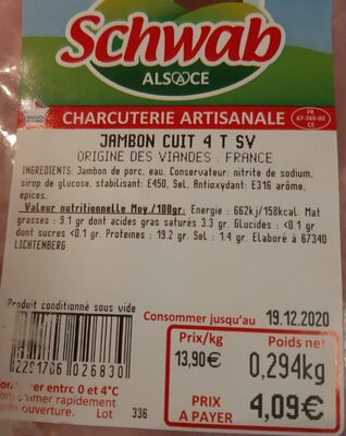 Jambon Cuit 4 Tranches
