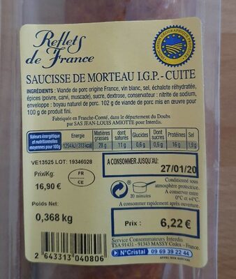 Saucisse De Morteau I.g.p Cuite
