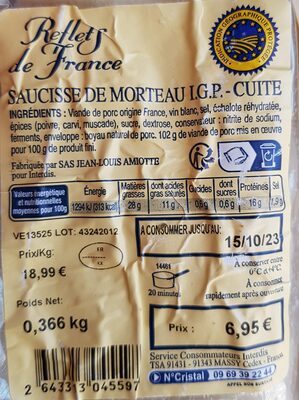 Saucisse De Morteau Igp Cuite