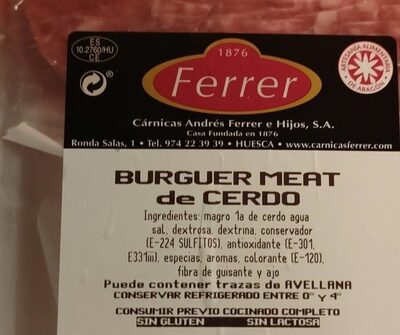 Burguer Meat De Cerdo