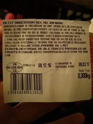 Petit Saucisson Sec Au Jambon