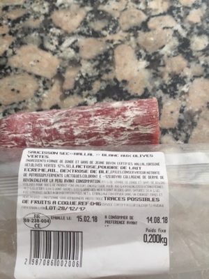 Saucisson Sec Hallal Aux Olives Vertes