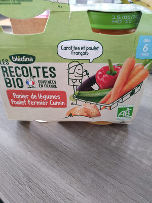 Bledina Les Recoltes Bio Panier De Légumes Poulet Fermier Cumin 2x200g Dès 6 Moi