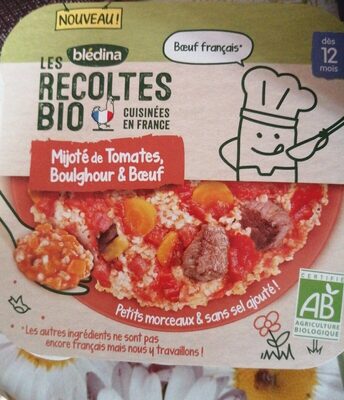 Bledina Les Recoltes Bio Mijoté De Tomates, Boulghour Et Boeuf 230g Dès12 Mois