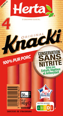 Herta Knacki Original Saucisse Porc Sans Nitrite X4 - 140g