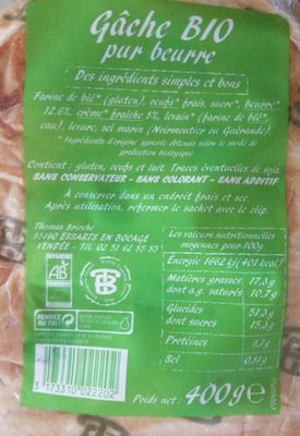 Gâche Bio Pur Beurre