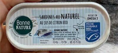 Sardines Au Naturel Au Jus De Citron Bio