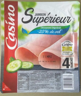 Jambon Supérieur Découenné Dégraissé -25% De Sel Par Rapport À La Moyenne Des Ja