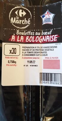 Boulettes Au Bœuf A La Bolognaise Preparation De Viande Bovine Hachee (73%) Avec