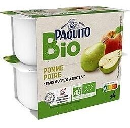 Coupelles Purée De Fruits Pommes Poires Ssa - Bio - 4 X 100 G
