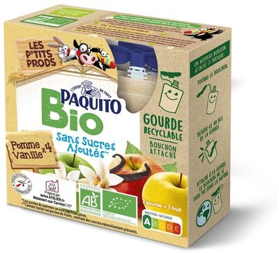 Gourdes Purée De Fruits Pommes Vanille Ssa - 4 X 90 G - Bio - P'tit Prods
