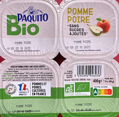 Purée De Fruits Pomme Poire
