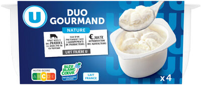 Fromage Blanc Frais Au Lait Pasteurisé Mousse Duo Gourmand, 4x100g, 10,4%mg