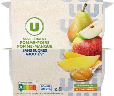 Dessert Fruitier Coupelle 4 Pommes-poires 4 Pommes-mangues Sans Sucreajouté8x100