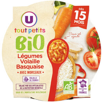 Plat Bébé Légumes Et Volaille Basquaise, Dès 15 Mois - 250g - Repas Bébé
