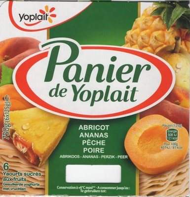 Panier De Yoplait (abricot, Ananas, Pêche, Poire) 6 Pots