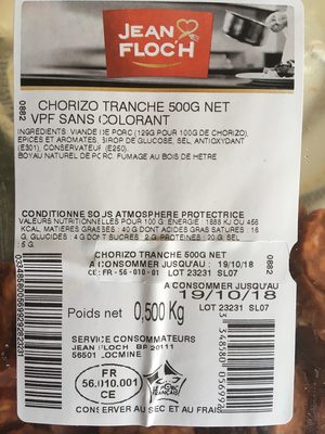 Chorizo Pp Tranché Sous Atmosphère Contrôlée | 500 G