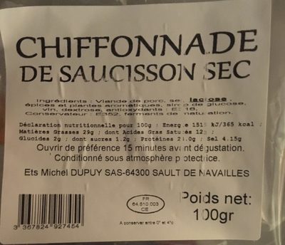 Chiffonade De Saucisson Sec
