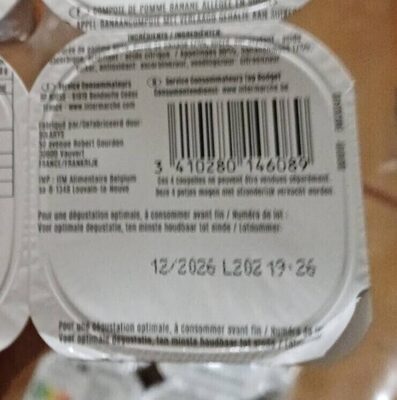 Coupelles Pomme/banane Allégée En Sucres - 4x100g