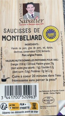 Saucisse Montbeliard