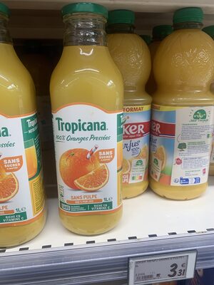 Tropicana 100% Oranges Pressées Sans Pulpe 1 L