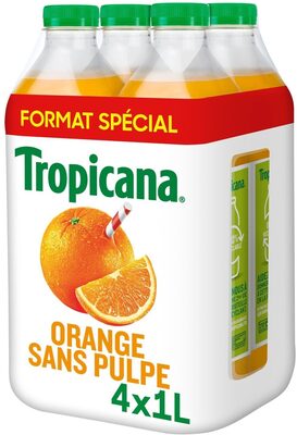 Tropicana 100% Oranges Pressées Sans Pulpe Format Spécial Lot De 4 X 1 L