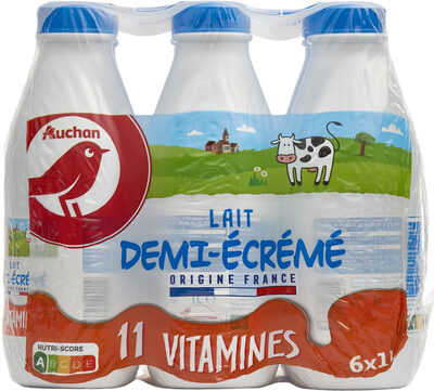 Auchan Lait Vitamine Demi-ecreme Bt 6x1l