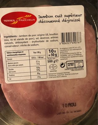 Jambon Cuit Superieur Découenné Dégraissé