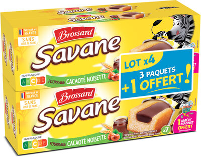 Brossard - Lot De 3 Savane Pocket X 7 Cacao Noisettes + 1 Paquet Offert - 756gr