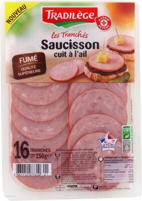 Saucisson Ail Fumé Tradilège Au Porc 16tranches
