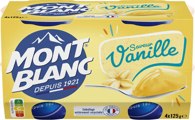 Mont Blanc Crème Dessert Coupelles Saveur Vanille 4x125g