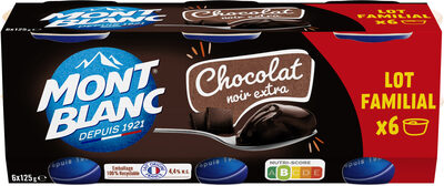 Mont Blanc Crème Dessert Coupelles Chocolat Noir Extra 6x125g Format Familial