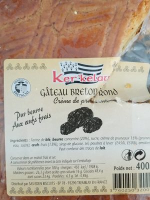 Gâteau Breton Rond Crème De Pruneaux