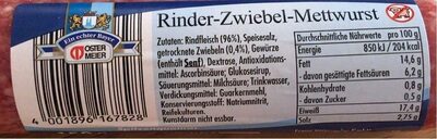 Rinder Zwiebel Mettwurst