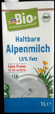 Haltbare Alpenmilch 1,5% Fett