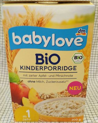 Bio Kinderporridge Mit Zarter Apfel- Und Pfirsichnote Ohne Milch, Zuckerzusatz