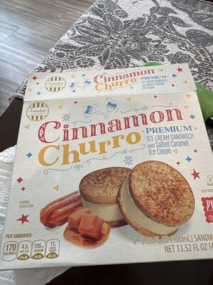 Cinnamon Churro Premium Ice Cream Sandwich With Salted Caramel Ice Cream