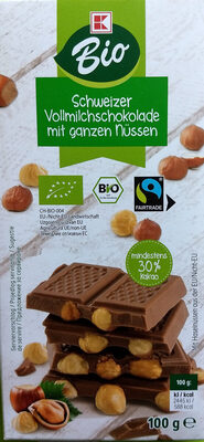 Schweizer Vollmilchschokolade Mit Ganzen Nüssen