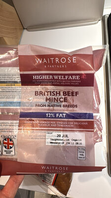 British Beef Mince Higher Welfare 12% Fat