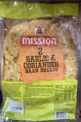 2 Garlic & Coriander Naan Breads