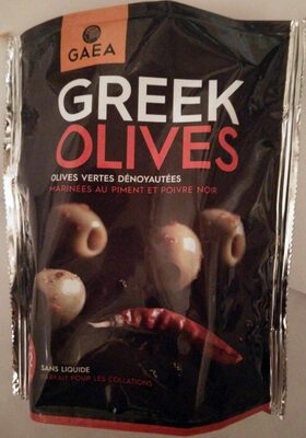 Olives Vertes Grecques, Dénoyautées, Marinées Au Piment Et Au Poivre