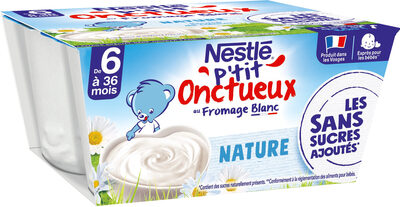 Nestlé P'tit Onctueux Nature Au Fromage Blanc - 4 X 90g - Dès 6 Mois
