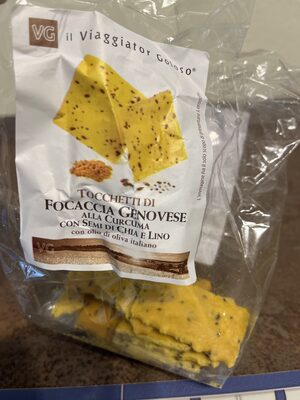 Tocchetti Di Focaccia Genovese Alla Curcuma Con Semi Di Chia E Lino